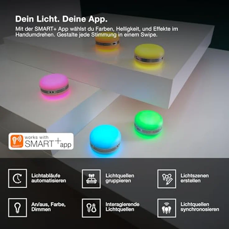 Osram Smart Macaron, Bluetooth-Lautsprecher mit RGB-Dreh-Farblicht, Musik-Sync & APP-Steuerung – Bild 7