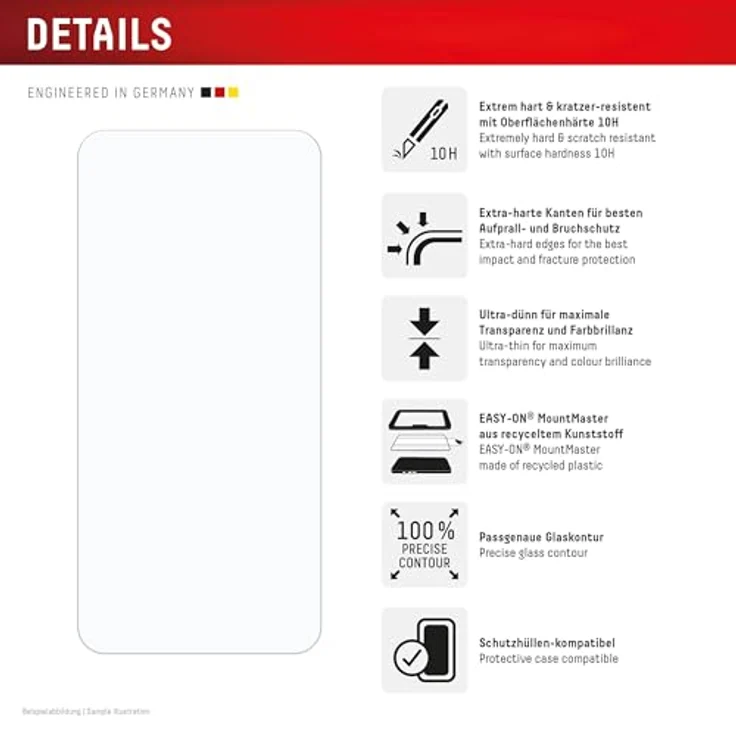 Displex Real Glass Panzerglas Displayschutz + Case für Samsung Galaxy A57, 10H gehärtetes Glas, kratzfest, blasenfrei mit EASY-ON® MountMaster – Bild 5