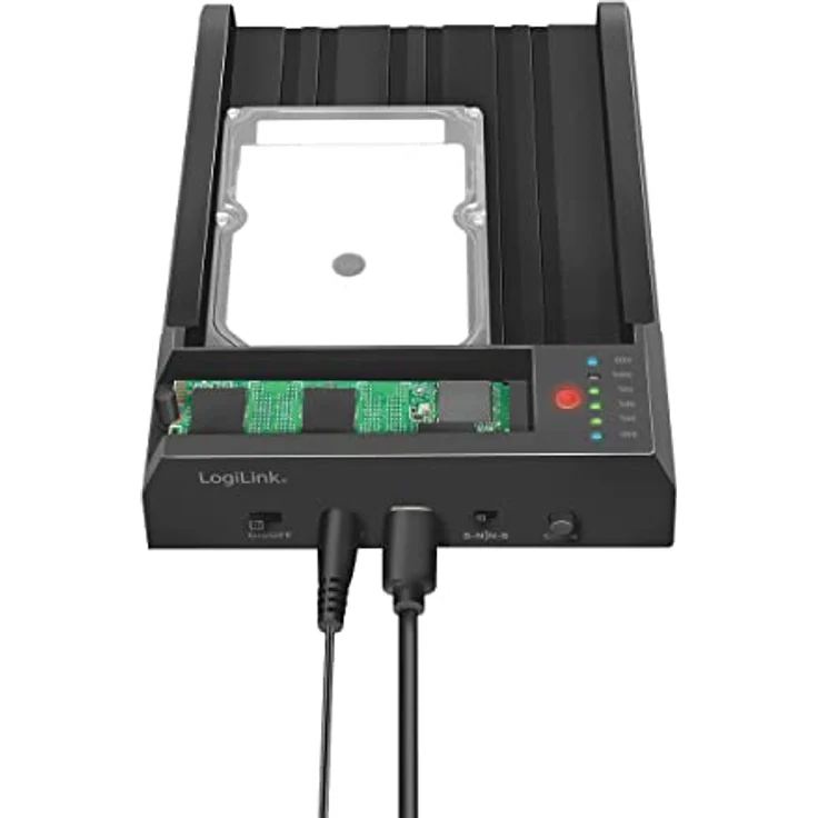 LogiLink QP0031 - USB 3.2 Gen 2 Quickport, für 2,5" oder 3,5" SATA HDD/SSD und M.2 NVMe SSD mit Klonefunktion ohne PC, Schwarz – Bild 4