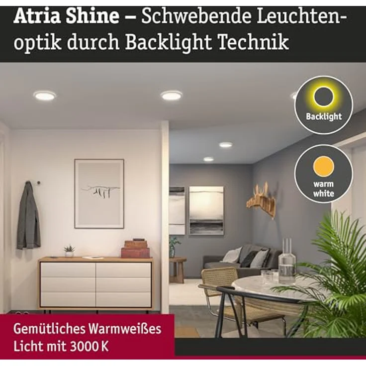 Paulmann LED Panel Atria Shine Backlight IP44 rund 190mm 11,2W 850lm 3000K Weiß Lichtpanel - Preisvergleich – Bild 2