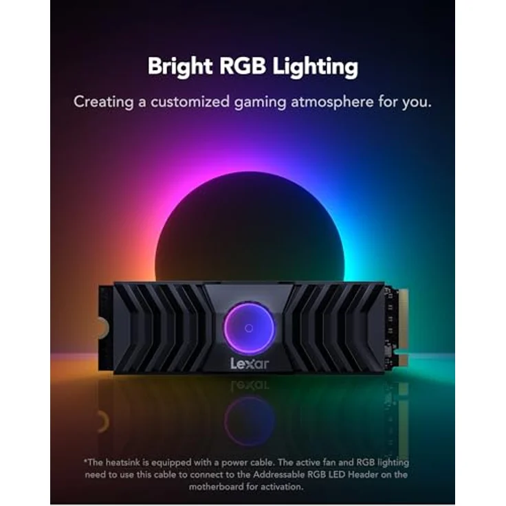 Lexar NM1090 2 TB SSD PCle Gen5x4 NVMe, M.2 2280, PCIe 5.0 SSD mit Kühlkörper, bis zu 12000 MB/s Lesegeschwindigkeit, Internal Solid State Drive in schwarz – Bild 4