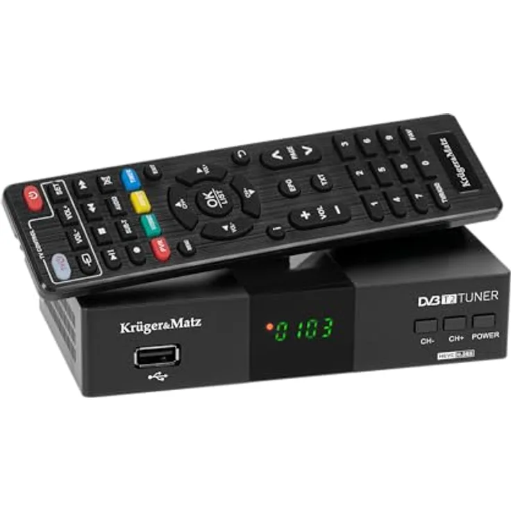 Kruger&Matz KM0550D, DVB-T2 H.265 HEVC Tuner mit HDMI, SCART, PVR, EPG und USB-Anschluss, schwarz