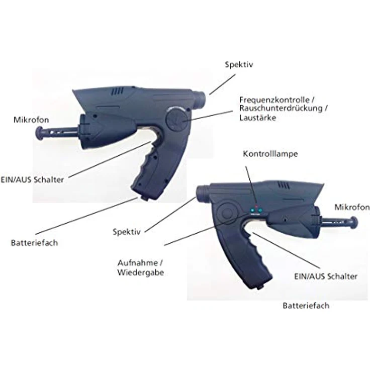 Chilitec Parabol-Richtmikrofon PRM-1, mit Kopfhörer und Aufnahmefunktion, Schwarz – Bild 3
