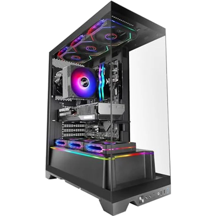Mars Gaming Mc-Prisma PC-Tower-Gehäuse, Midi Tower, schwarz, mit gehärtetem Glas, RGB-Beleuchtung und Anti-Staubfilter – Bild 1