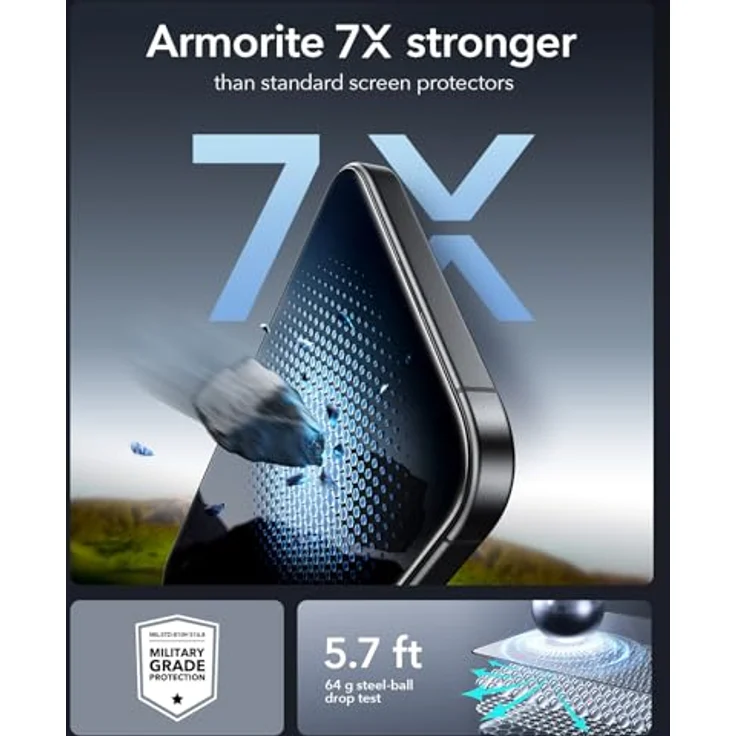 ESR Armorite Displayschutzfolie für iPhone 16 Plus/15 Plus, gehärtetes Glas, 3 Stück, blasen- und staubfrei, militärischer Schutz, inkl. Montagewerkzeug – Bild 5