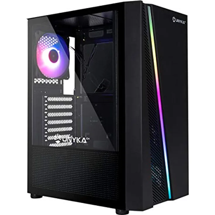 Unykach Gaming-Gehäuse ATX GLAYZE RGB, Schwarz - 1USB 3.0-2USB 2.0