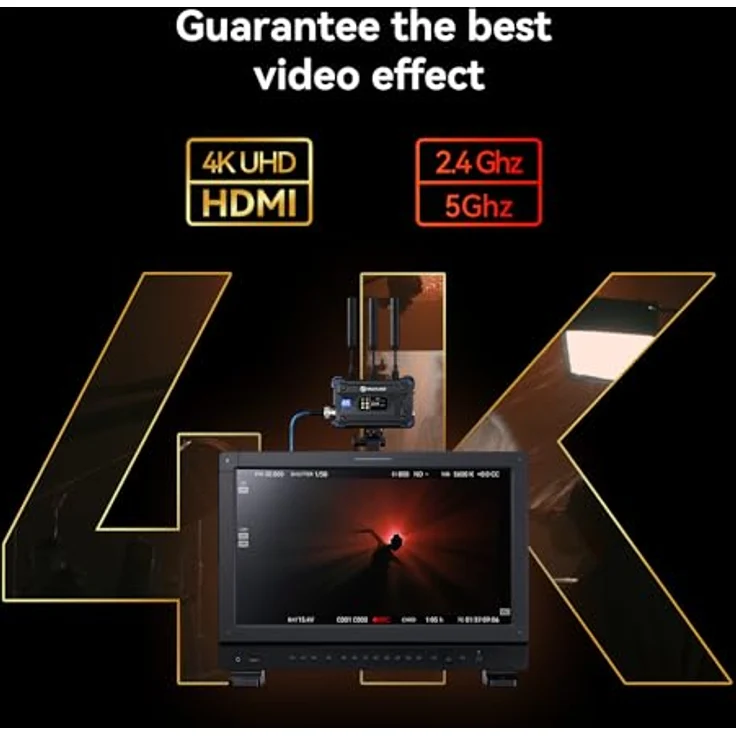 Hollyland Pyro S Video Funkstrecke Wireless SDI HDMI 4K30/1080p60, 400m Reichweite 50ms Latenz, bis zu 4 Empfänger, Auto Dual-Band-Hopping Smart Channel Scan, UVC-Live-Stream APP Überwachbar (1TX+1RX) – Bild 4
