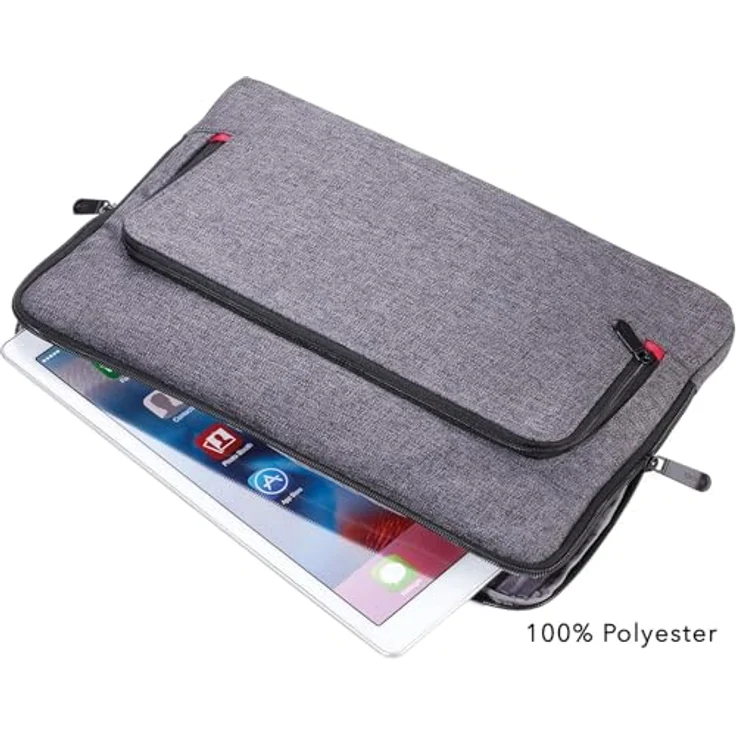 TROIKA MON CARRY IPC70/GY, Portfoliotasche für iPad Pro bis 13'', Reißverschluss, mit Fach für Dokumente und Zubehör, elastisches Bändersystem, grau – Bild 2