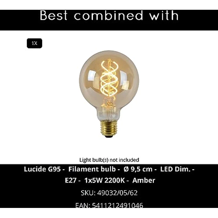 LUCIDE ARTHUR Deckenleuchte - 1xE27 - Mit extra warmweißem Licht - Schwarz – Bild 5