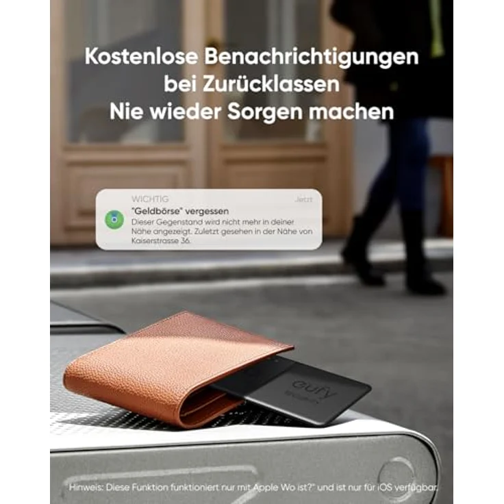 eufy SmartTrack-Karte E30, Wiederaufladbarer Bluetooth-Tracker, wasserabweisend, schwarz, kompatibel mit Apple "Wo ist?" – Bild 5