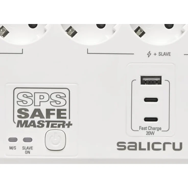 Salicru SPS Safe Master+, Steckdosenleiste mit 6 AC-Steckdosen, 1.40 m, Master/Slave-Funktion, Schutz vor Stromschwankungen – Bild 3