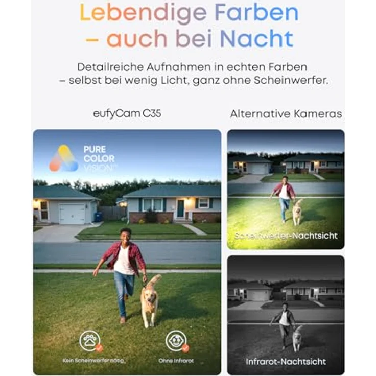 eufy Security eufyCam C35 4-Kamera-Set – Kabellose Überwachungskamera mit Farbnachtsicht, IP67, Gesichtserkennung, lokalem Speicher, Solarpanel-kompatibel, ohne Abo – Bild 3
