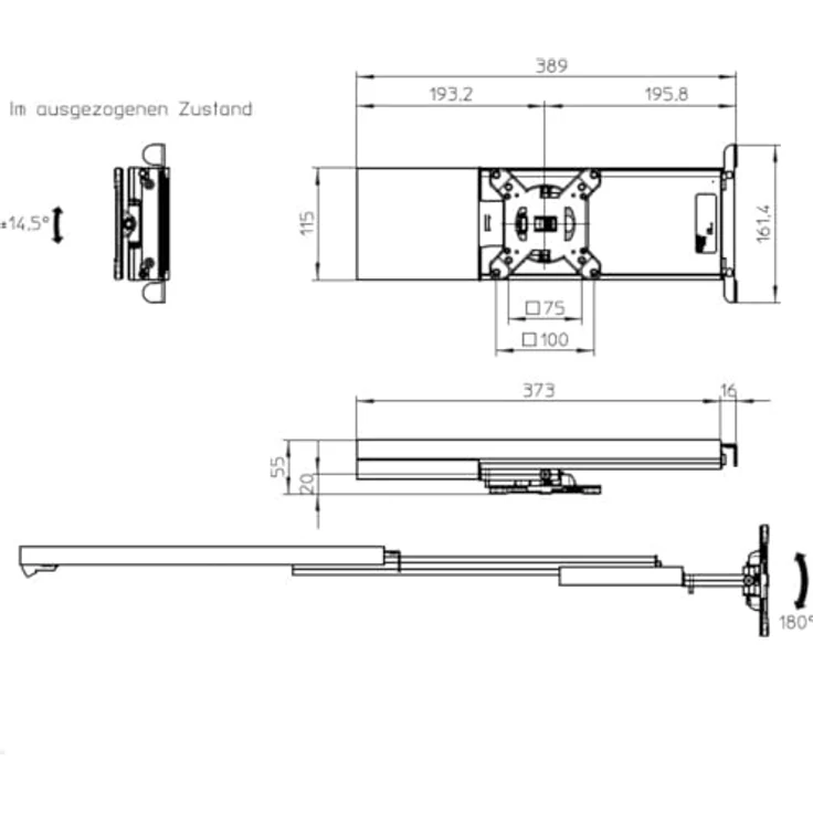 Novus SKY 20W, leichte TV-Wandhalterung mit Dreh- und Schwenkfunktion, VESA 75x75 mm und 100x100 mm, ideal für Wohnmobile und Caravans – Bild 8