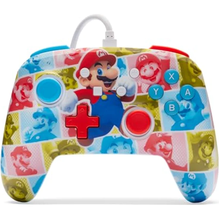 PowerA Verbesserter kabelgebundener Controller für Nintendo Switch - Mario-Heldenrolle, Gamepad, 3.5mm-Audiobuchse, programmierbare Tasten, offiziell lizenziert – Bild 1