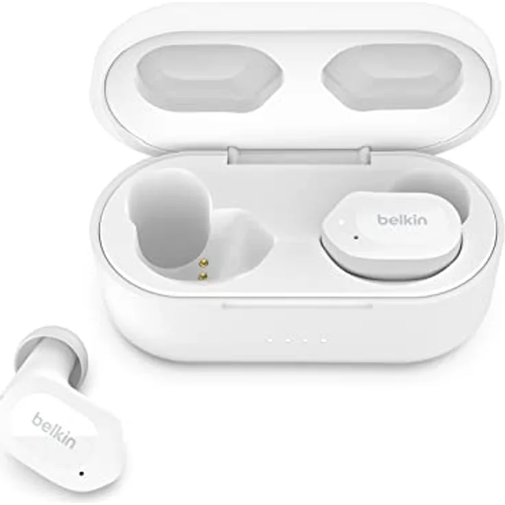 Belkin SOUNDFORM Play True Wireless In-Ear-Kopfhörer, 3 EQ-Voreinstellungen, schweiß-, spritzwasserfest, Schutzart IPX5, 38 Std. Betrieb für iPhone, Galaxy, Pixel usw.-Weiß, One Size, AUC005 – Bild 1