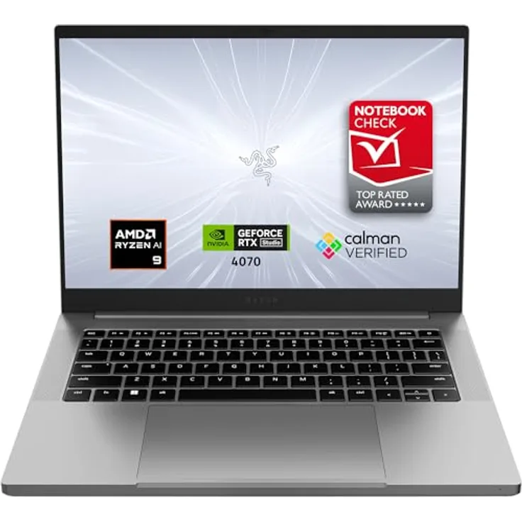 Razer Blade 14 (2024) - 14 Zoll Gaming-Laptop - NVIDIA Geforce RTX 4070 - AMD Ryzen R9-8945HS - 14" LED QHD+ 240Hz Display (32GB DDR5 RAM, 1TB SSD, Alu-Gehäuse) QWERTZ DE-Layout | Mercury Silber