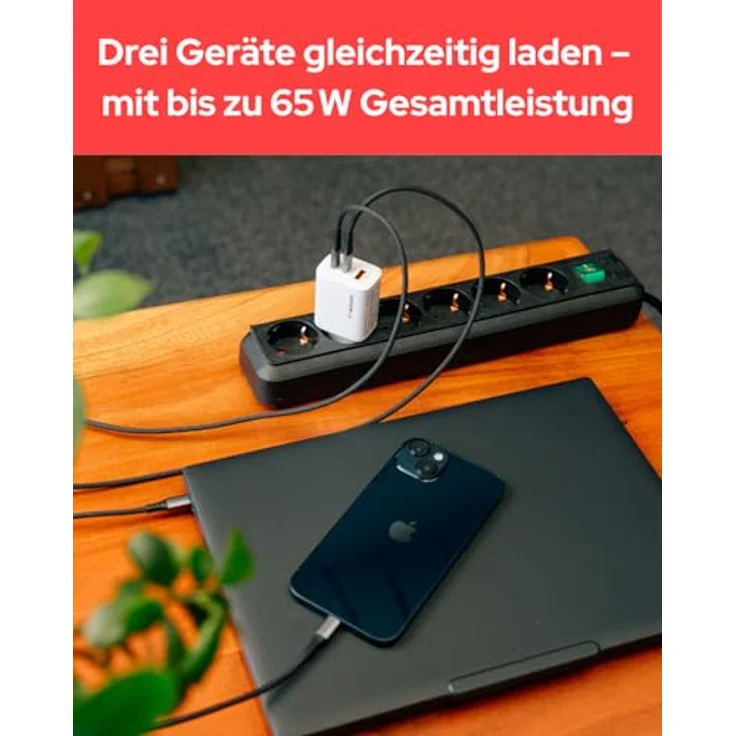 Verbatim GaN III Essentials Charger 3 Port 65W USB-A/C, USB Ladegerät in Weiß – Bild 5
