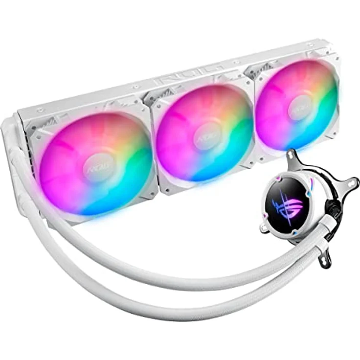 ASUS ROG Strix LC II 360 ARGB White Edition All-in-One-Flüssig-CPU-Kühler (Aura Sync, 3x adressierbare ROG 120 mm RGB-Radiatorlüfter, weiß) – Bild 1