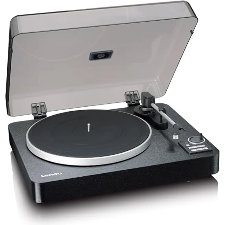 Lenco LBTA-165BK Vollautomatischer Plattenspieler - Bluetooth 5.3 - Holzgehäuse - Metall-Plattenteller & AT3600L Tonabnehmer - Auto-Start & Auto-Return - 2 Geschwindigkeiten (33/45 U/min) - Integriert - Schwarz – Bild 3