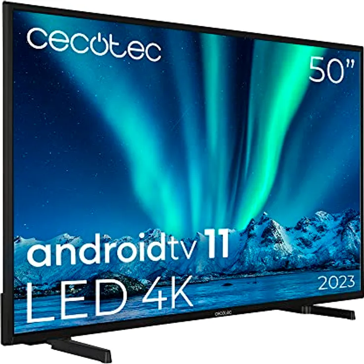 Cecotec TV LED 50" Smart TV zur Serie Alu00050. 4K UHD, Android 11, MEMC, Integrated Chromecast, Dolby Vision und Dolby Atmos, HDR10, Modell 2023