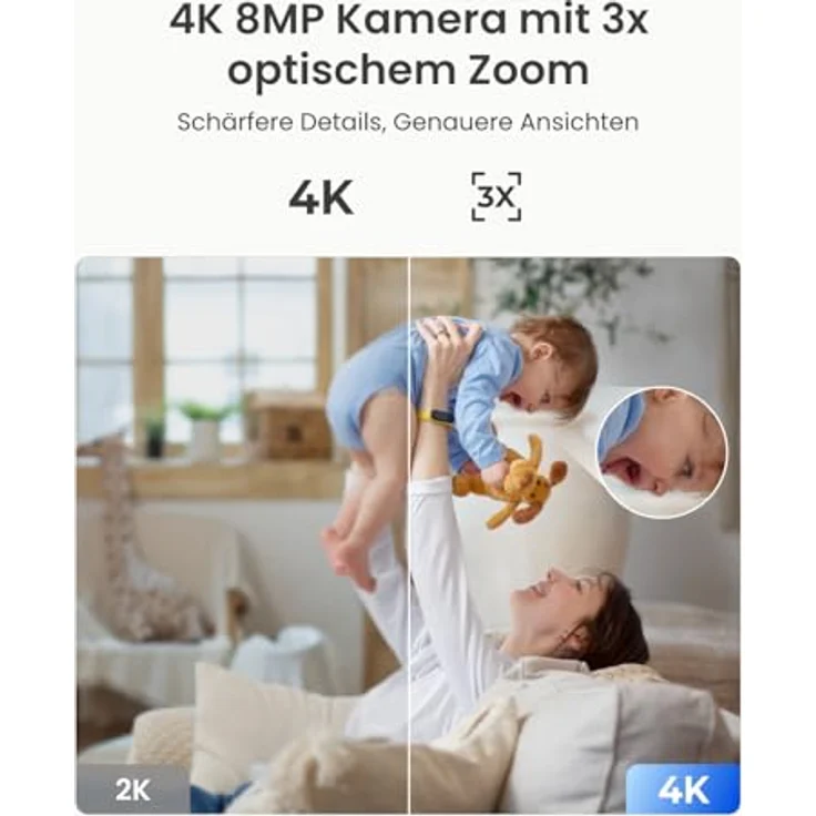 Reolink E1 Zoom, 4K PTZ WLAN Überwachungskamera Innen mit 3X optischem Zoom, Auto-Tracking, Mensch/Haus-tier/Schrei-Erkennung, 2,4/5 GHz Wi-Fi 6, Babyphone Funktion – Bild 2