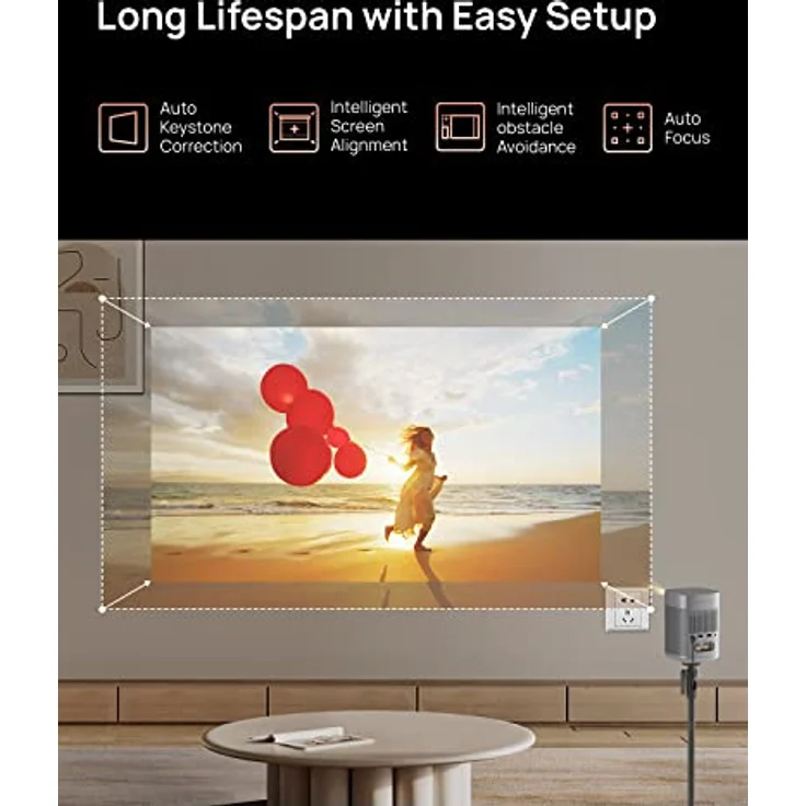 XGIMI MoGo 2 Mini Beamer, 400 ISO Lumen, 2X8W-Lautsprecher, Portable Beamer WiFi Bluetooth Heimkino Vidoe Projektor mit Autofokus, Objektvermeidung, Bildschirmanpassung. Grey – Bild 3