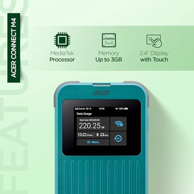 ACER Connect Enduro M4 5G, Mobiler Wi-Fi Hotspot mit robustem Design, 20GB, Type-C USB 3.0 und integriertem Display – Bild 4