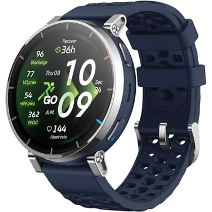 Amazfit Active 3 Premium GPS Lauf-Smartwatch, 1,32" AMOLED Saphir-Display, 12 Tage Akku, 4GB Speicher, NFC, 170+ Trainingsmodi, 5 ATM, Herzfrequenz- & Fitness-Tracker für Android & iPhone