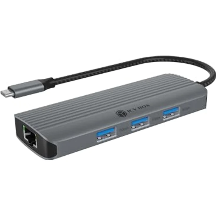 ICY BOX USB-C Docking Station (6-in-1) mit 1x HDMI (4K 60Hz), 3X USB 3.2 HUB, 100W Power Delivery, Aluminium, Gigabit-Ethernet, Windows & macOS, IB-DK4034a-CPD – Bild 1