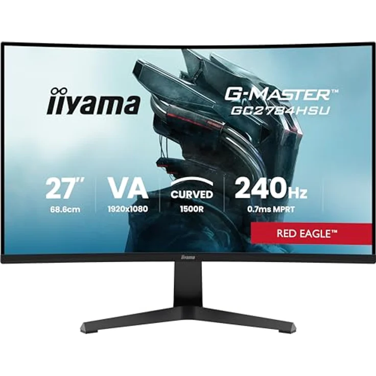 iiyama G-Master Red Eagle GC2784HSU-B1, 27“ Curved Gaming Monitor mit 240Hz, 0.7ms Reaktionszeit, Full-HD, HDMI, DP, USB2.0, HDR10, FreeSync Premium, schwarz – Bild 2