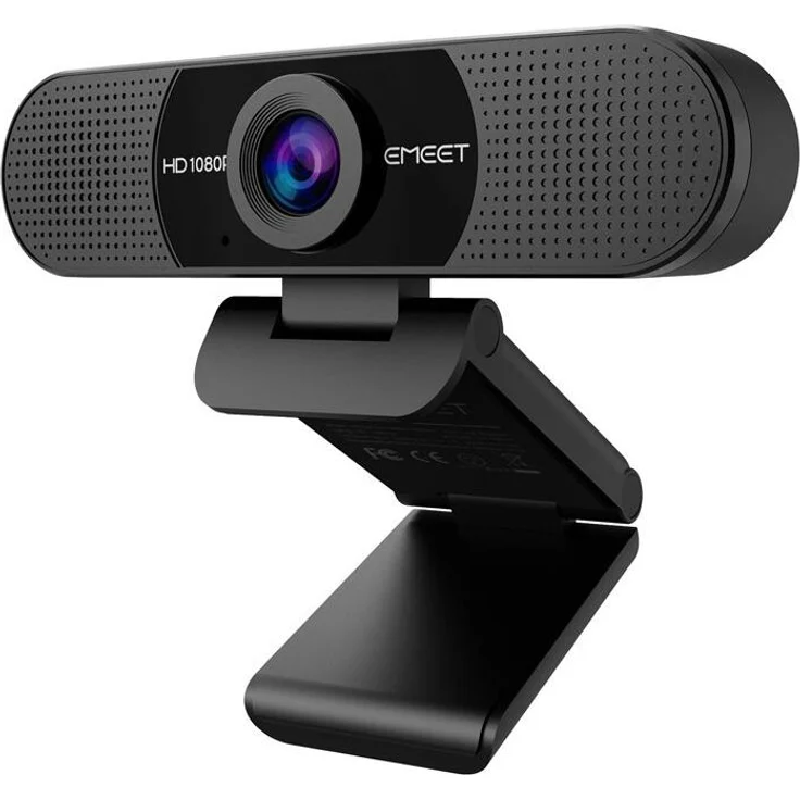 eMeet SmartCam C960, Full HD 1080P Webcam mit Doppelmikrofon und Abdeckung, schwarz