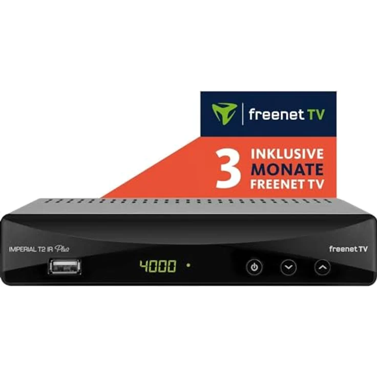 DigitalBox 77-560-00 Imperial T 2 IR Plus DVB-T2 HD Receiver mit Irdeto Entschlüsselung Freenet TV, H.265-HEVC, PVR Ready, HDMI, SCART, USB, LAN schwarz – Bild 3