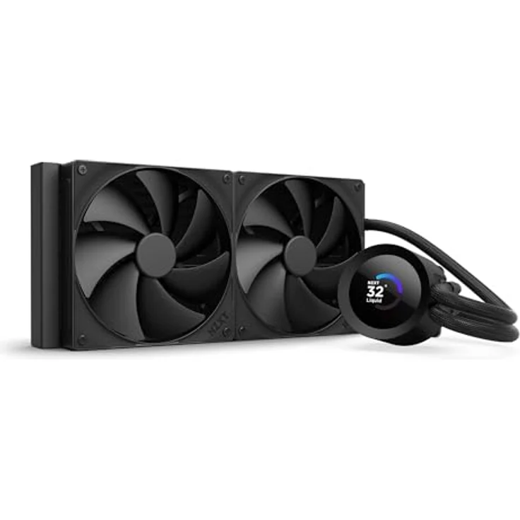 NZXT Kraken Plus 280, AIO CPU Flüssigkeitskühler mit 280mm Radiator, 2 x F140P Lüfter, anpassbarem 1,54" LCD, kompatibel mit AMD AM5/AM4 und Intel LGA 1851/1700/1200/115X, schwarz – Bild 1