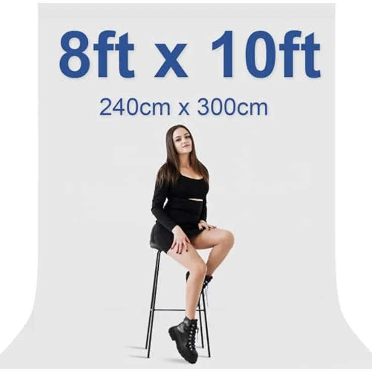 EMART Fotohintergrund Weiß, 2,4 x 3 m mit 4 Clips, blickdicht und bügelbar für Fotografie und Videoaufnahmen – Bild 2