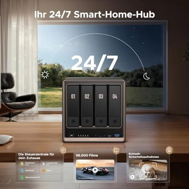 UGREEN NASync DXP4800 GT 4-Bay Desktop NAS, AMD Ryzen R2514, Dual 10GbE, 8GB DDR4 RAM (erweiterbar bis 64GB), ECC-Support, U.2 & M.2 Slots, diskless für Creator, Teams & Zuhause – Bild 3