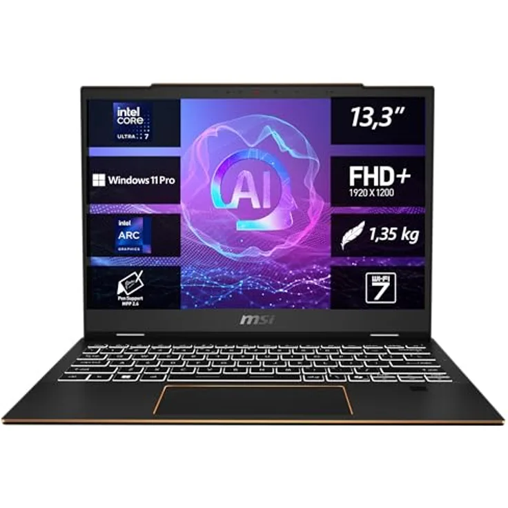 MSI Summit 13 AI+ Business Laptop, 13,3" FHD+, Intel® Core™ Ultra 7 Prozessor 258V, 32 GB RAM, 1 TB, Intel® Arc™ 140V GPU, Windows 11 Pro, QWERTZ Tastatur, Evo A2VMTG-007