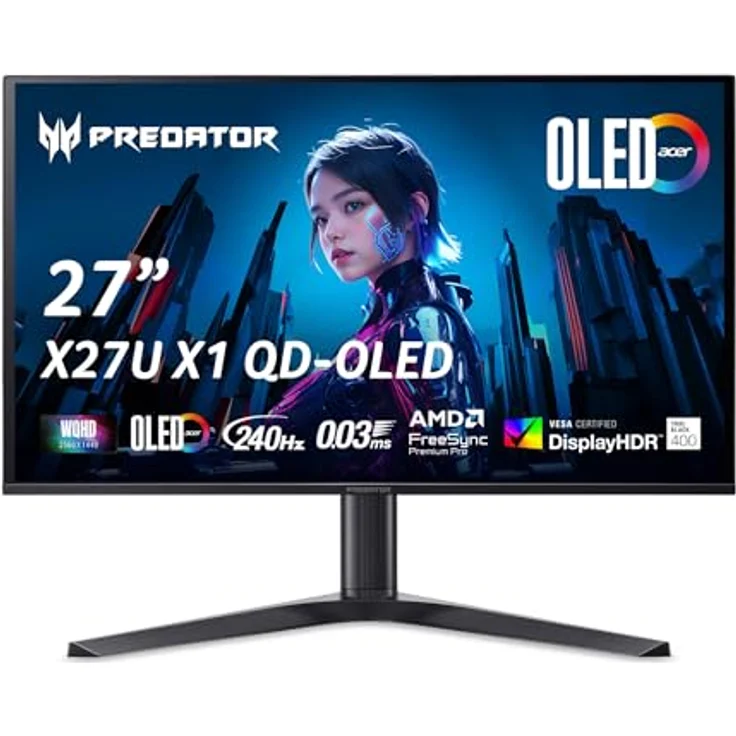 Acer Predator X27U X1 Gaming Monitor 26,5 Zoll WQHD, Quantum Dot OLED, 240Hz, 0.03ms(GTG), höhenverstellbar, FreeSync Premium Pro – Bild 1