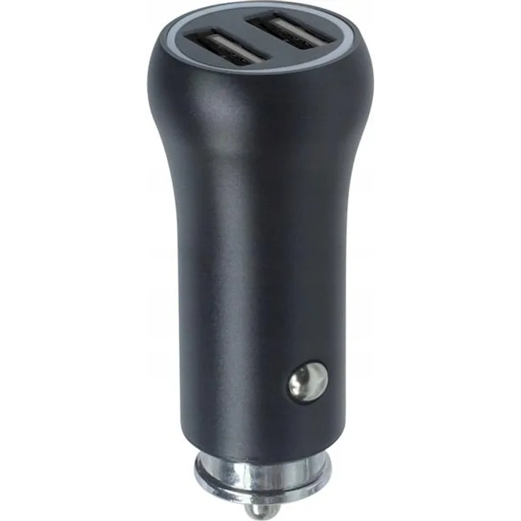 Setty Autoladegerät CC-AA-31, 2x USB-A, 3A, 15W, Schwarz, Schnellladeleistung mit blauen Leuchtring