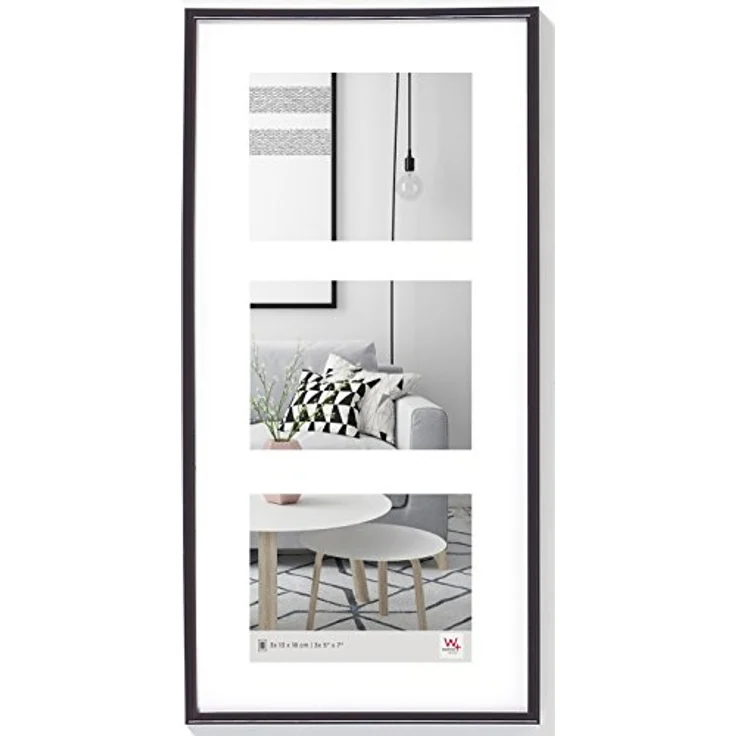 walther design Bilderrahmen schwarz 3x 13x18 cm Galerie mit Passepartout, Galeria Kunststoffrahmen KB338S – Bild 1