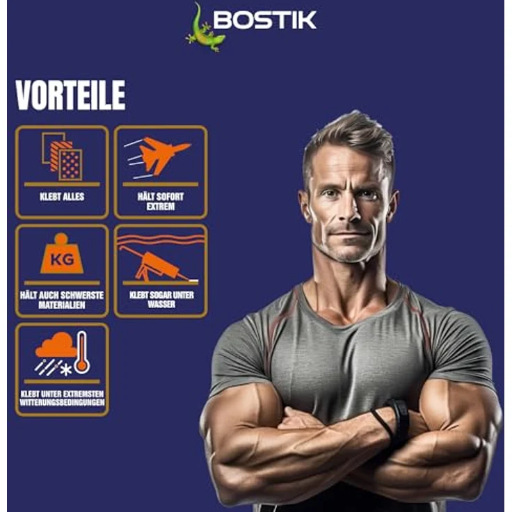 BOSTIK MAMUT GLUE Weiß - Hybrid-Universalklebstoff, Flexibler Montage-Sofortkleber auf Alle Materialien, Für Innen und Außen sowie unter Wasser und unter Extremsten Witterungsbedingungen, 450g – Bild 4