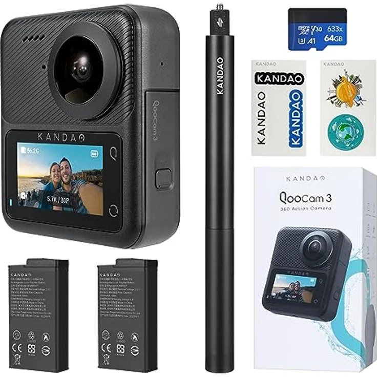KanDao QooCam 3, Reise Combo 360 Grad 5.7K/62MP Action-Cam, Standalone.