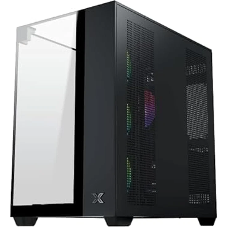 Xigmatek Aqua V, PC-Gehäuse Medium Tower mit 3 gehärteten Glas-Panels und 7 x 120mm ARGB-Lüftern, schwarz – Bild 4