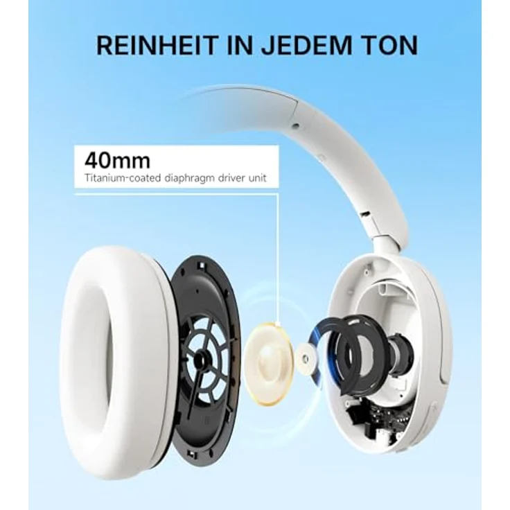 Edifier W800BT SE, Kabellose Over-Ear Bluetooth 5.4 Kopfhörer mit KI-Rauschunterdrückung, 45 Std. Akku, Schnellladefunktion, AAC Codec, Dual-Device Verbindung, faltbar, weiß – Bild 3
