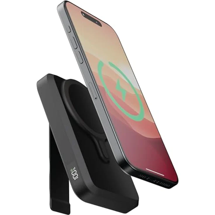 Xtorm Kabellose Powerbank 10000 mAh - Magnetische Powerbank mit USB-C 15W Schnellladefunktion, Kabellexterner oser Akku MagSafe kompatibel mit iPhone 15 Pro Max/Pro/15/14 Pro Max/13 Pro - Schwarz – Bild 1