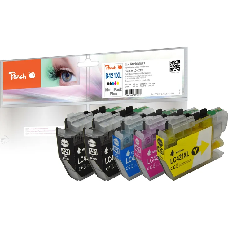 Brother LC-421XL Multipack Plus, Druckerpatronen, 2x Schwarz, Cyan, Magenta, Gelb, kompatibel, hohe Druckqualität