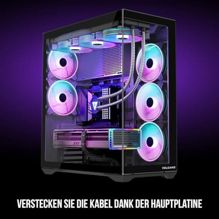 Modecom Volcano Space XL Full Tower NF, PC Gaming Gehäuse ATX, Schwarz, modularer Aufbau, Platz für 400mm GPU, modernes Dual-Chamber Design, gehärtete Glas-Optik, ohne Lüfter – Bild 7