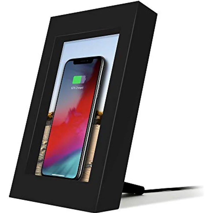 Twelve South PowerPic | Bilderrahmen Stand mit integriertem Wireless 10W Qi Ladegerät (Schwarz) – Bild 2