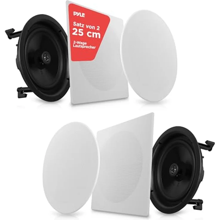 Pyle Deckenlautsprecher, 300W 2-Wege Einbaulautsprecher mit Bluetooth, austauschbare runde/quadratische Gitter, flaches Design für einfache Montage – Bild 1