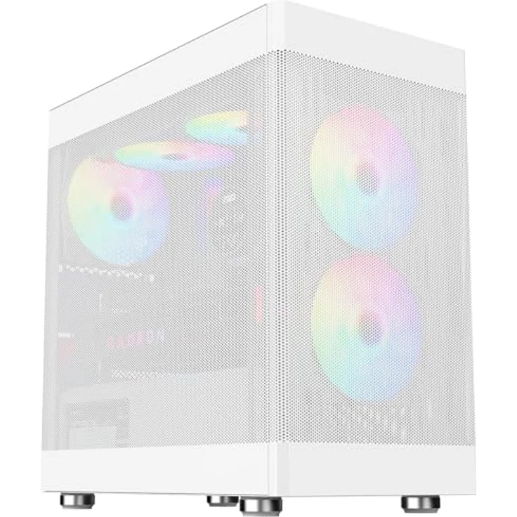 iTek PROMESH 35 Mini Tower PC-Gehäuse, Weiß, micro ATX & Mini-ITX, optimierter Airflow, USB 3.0 & Typ-C-Anschlüsse, Unterstützung für 240 mm Radiatoren – Bild 6