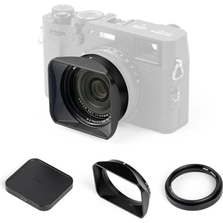 NiSi JetMag Pro Magnetfilter Kit für Fuji FUJIFILM X100VI / X100V / X100T / X100S / X100F / X100, inkl. NC UV Filter 49mm, magnetische Rechteck-Streulichtblende, magnetischer Objektivdeckel, Schwarz – Bild 1